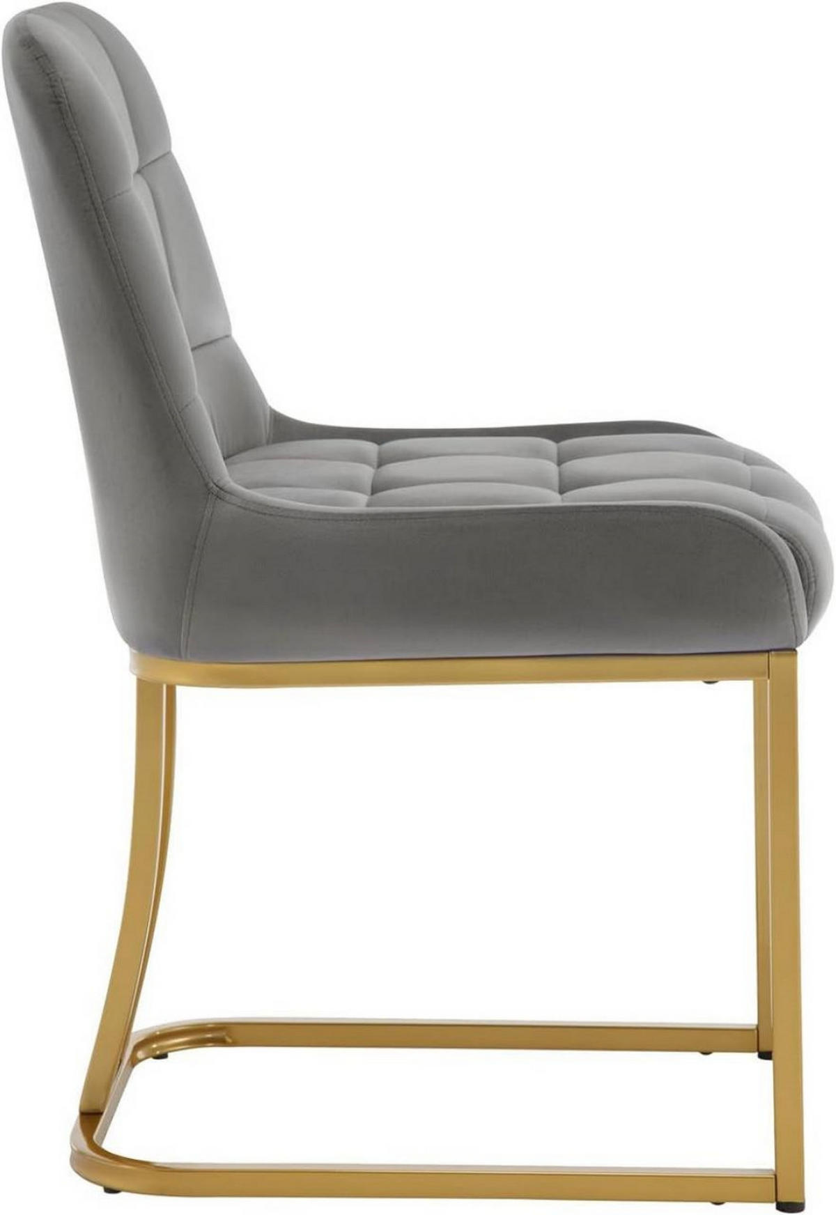 ESSZIMMERSTUHL 6er Set Beine in Bogenform, Samt, Dunkelgrau - Dunkelgrau/Goldfarben, Kunststoff/Textil (47.5/84/57.5cm) - Woltu