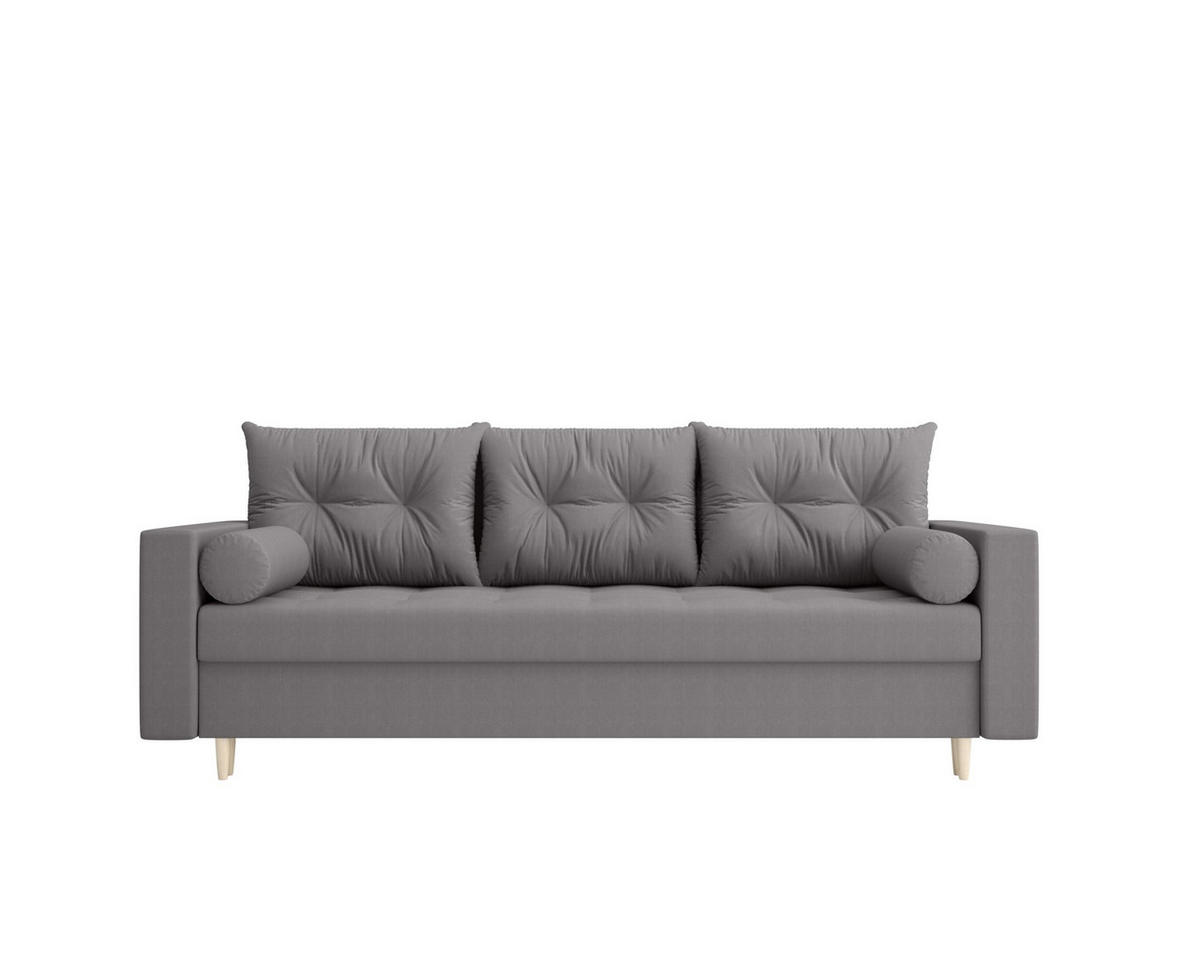 SOFA SKANDI mit Schlaffunktion COSMIC 160 mit Stauraum - Grau, Textil (90/88/232cm) - Bedante
