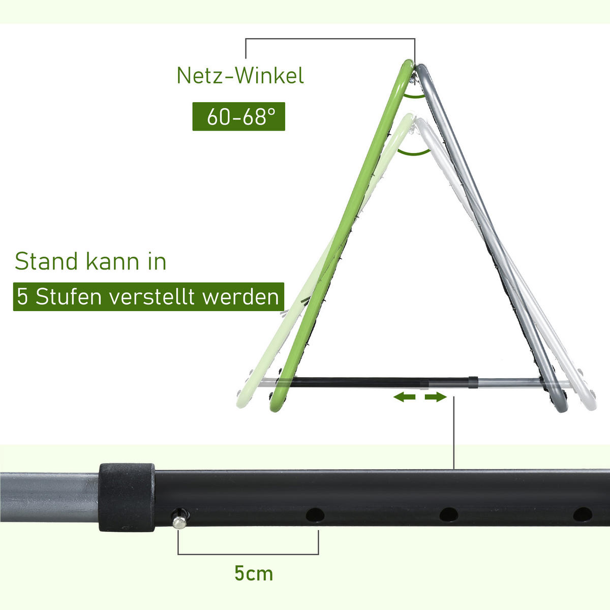 FUSSBALL REBOUNDER, Metall, Grau/Grün/Schwarz, 75 x 75 x 64 cm - Schwarz/Grau, Metall (75/75cm) - HOMCOM