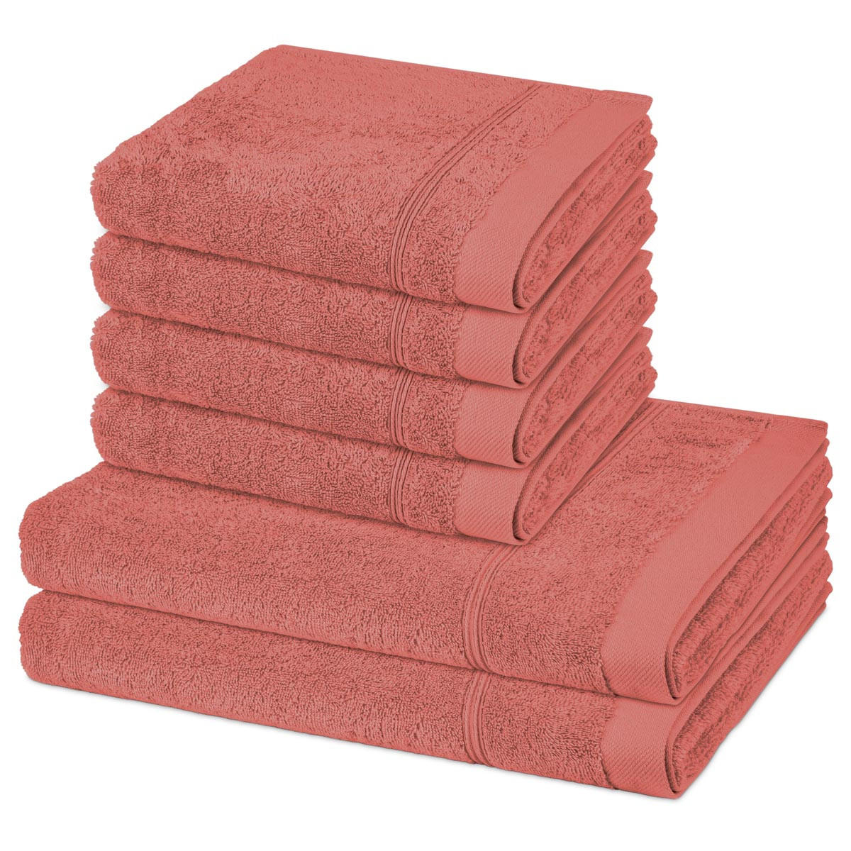 FROTTIERSET Rubin 6-teilig - Rosa, Textil (50/100cm) - Ross