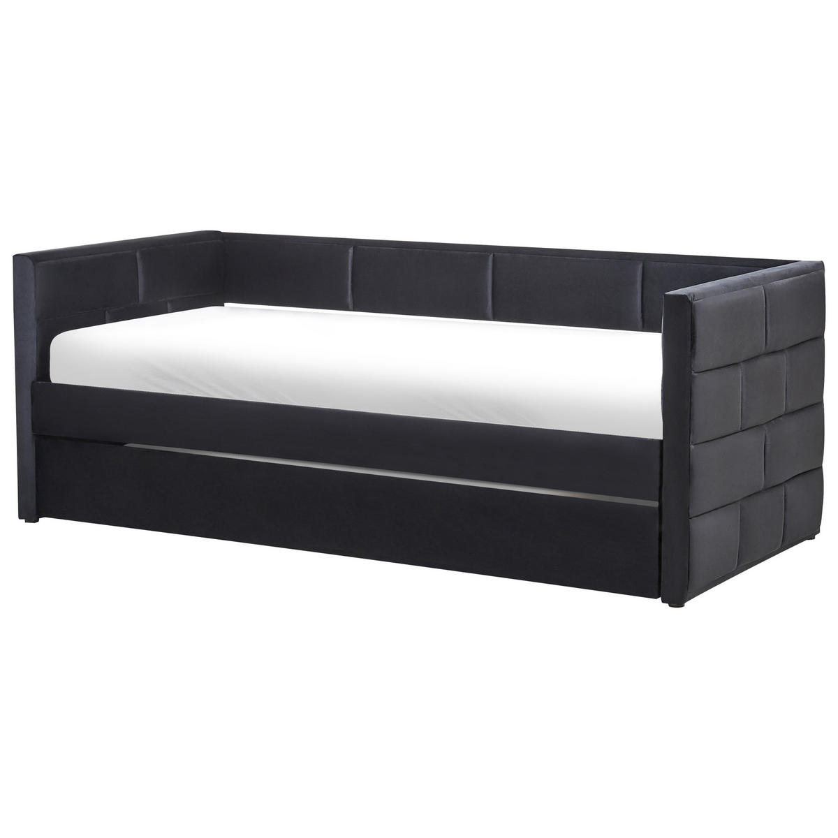 AUSZIEHBETT 90x205 cm Schwarz Chavonne - Schwarz, Textil (90/205cm) - Beliani