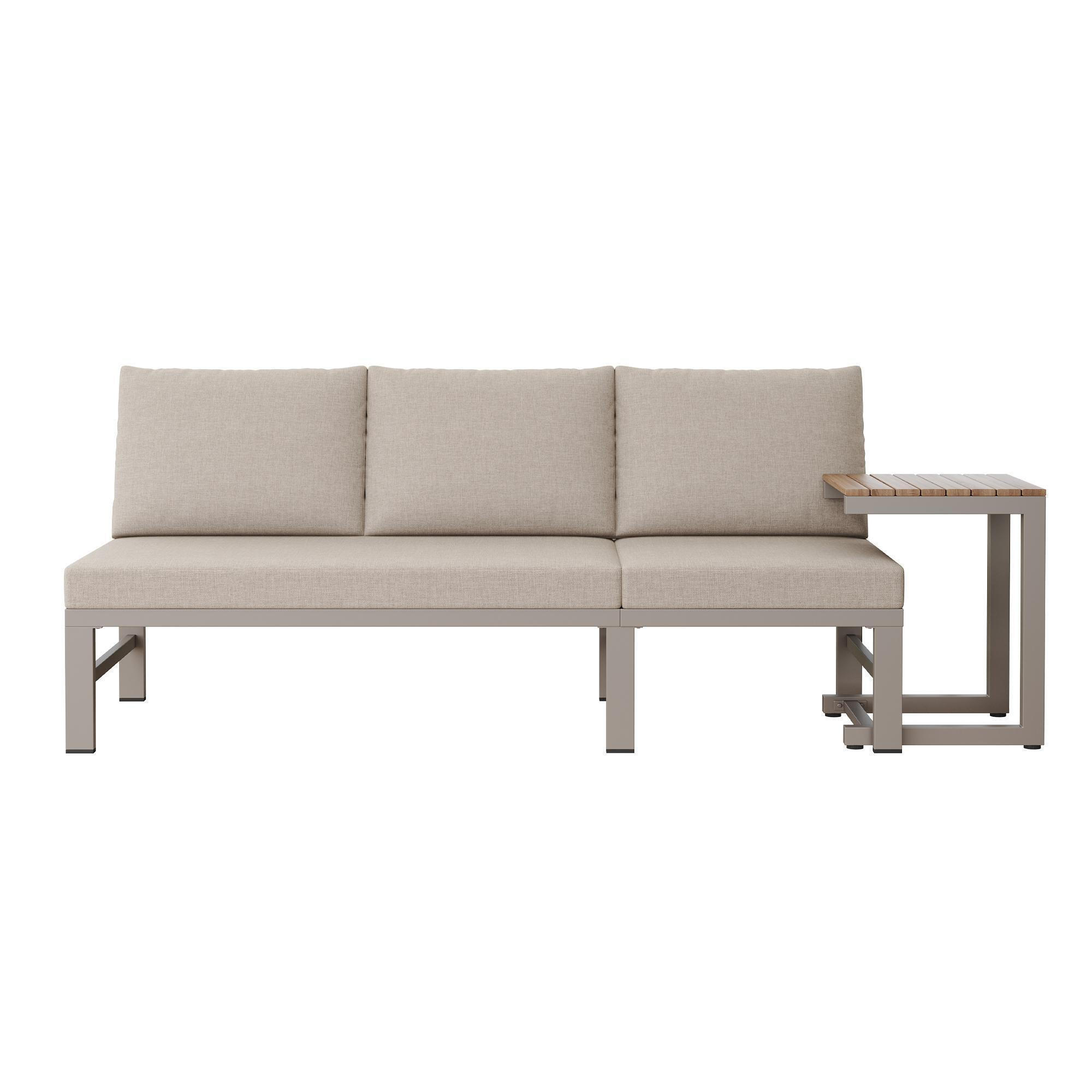LOUNGESOFA mit Tisch in Khaki - Beige, Metall (69/82/173cm) - KOMHTOM