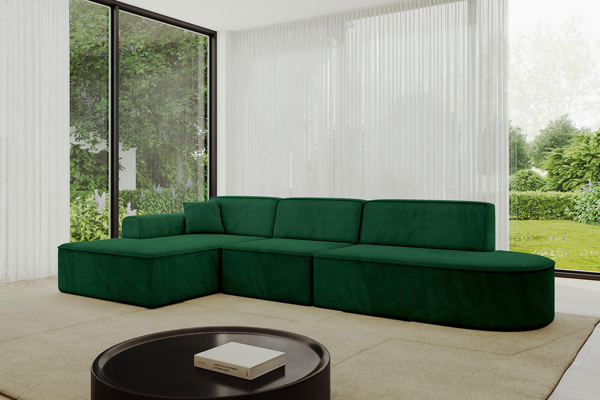 ECKSOFA Ottomane Links IREA-L2-v3 - 328x171x79 cm Grün - Grün, Holzwerkstoff/Textil (328/171cm) - ALTDECOR