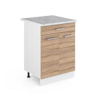 UNTERSCHRANK R-Line Sonoma 60 cm mit Schubladen - Weiß/Sonoma Eiche, Holzwerkstoff (60/81.6/60cm) - Vicco