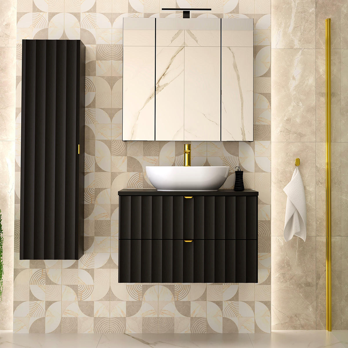 DONJI ELEMENT ZA UMIVAONIK 80.6cm Lexa Crni - crna, drvni materijal (80.6/52.2/46.5cm) - Petits-meubles