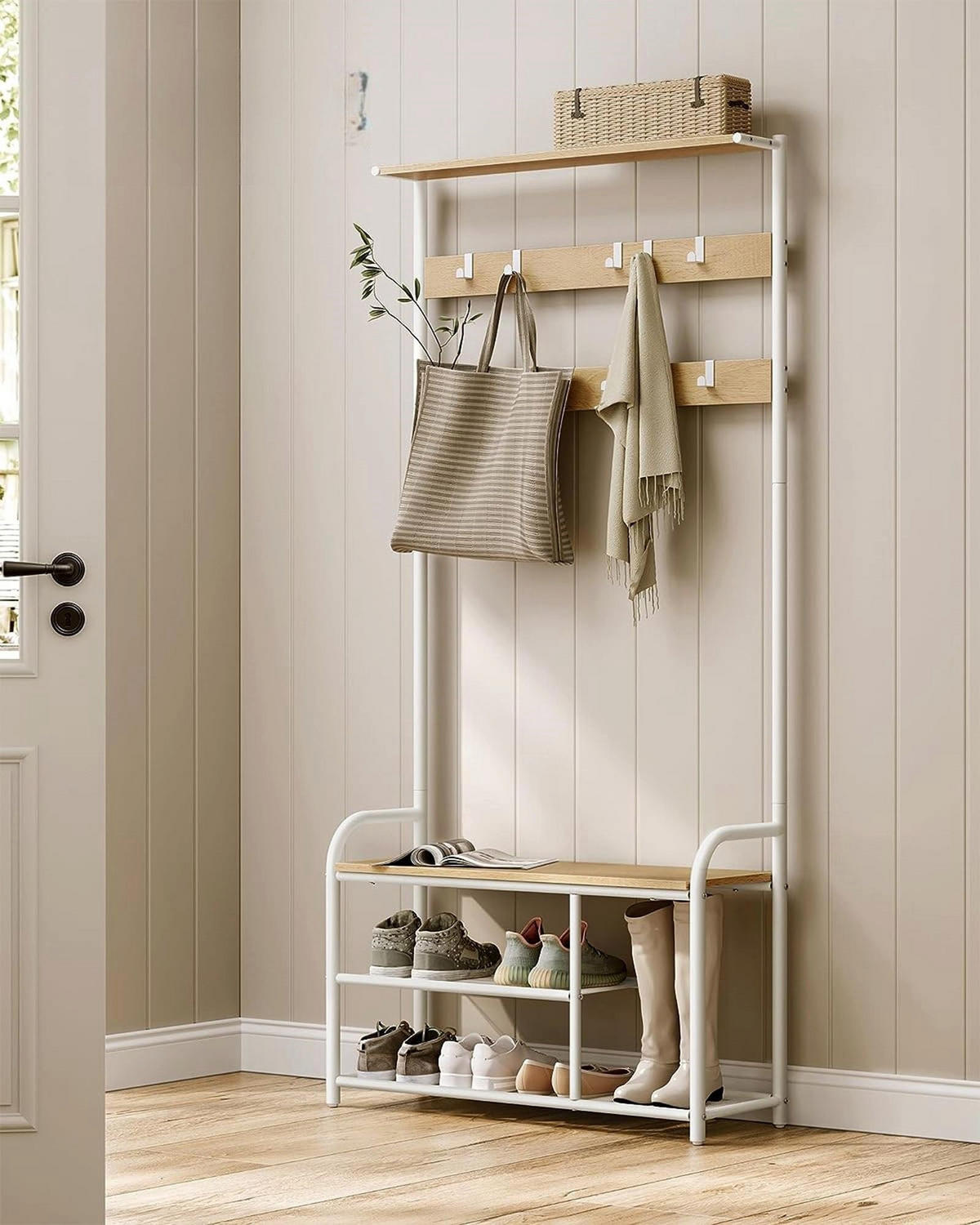 GARDEROBENSTÄNDER OSLO - Weiß, Holzwerkstoff (85/180.5/30cm) - Hansiro