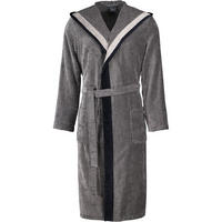 BADEMANTEL HERREN KAPUZE LUXURY HOME 5841 NATUR-SCHWARZ - 97 - Schwarz, Textil (Lnull) - Cawoe