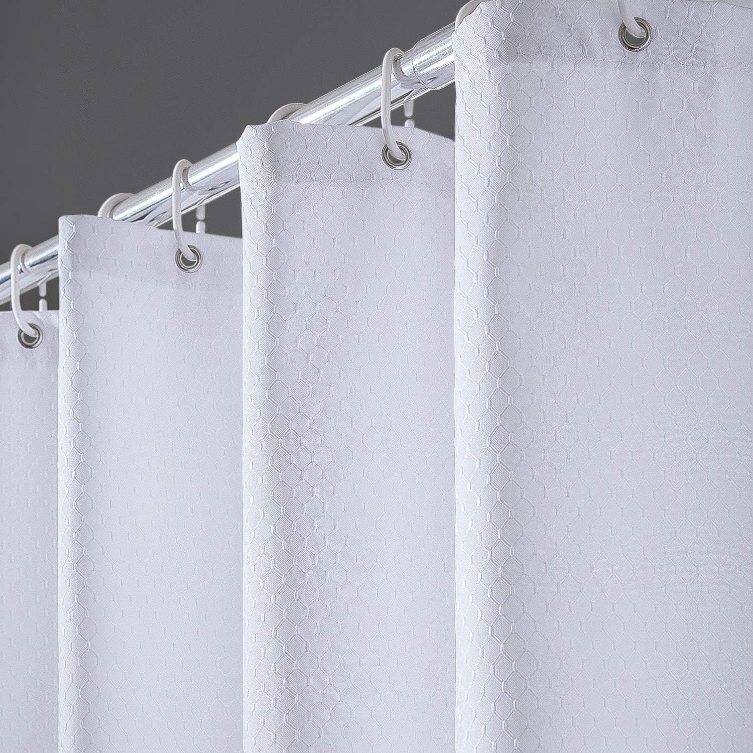 DUSCHVORHANG Waffelstruktur Stoff wasserdicht für Badewanne oder Badezimmer Weiß - Weiß, Textil (200/180cm) - MCBOSON