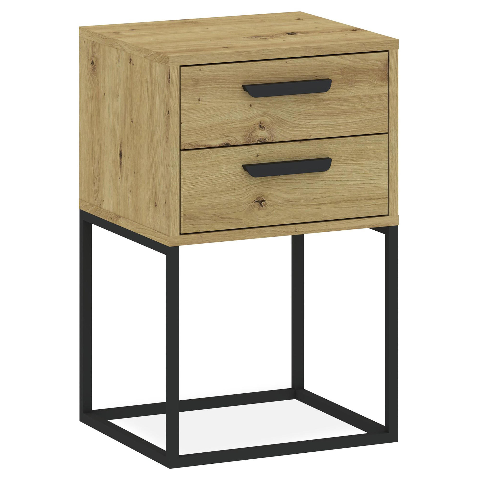 NACHTTISCH RECTUS Nachtschrank, Modern - Eichefarben/Schwarz, Holzwerkstoff (40/65/39cm) - KONSIMO®
