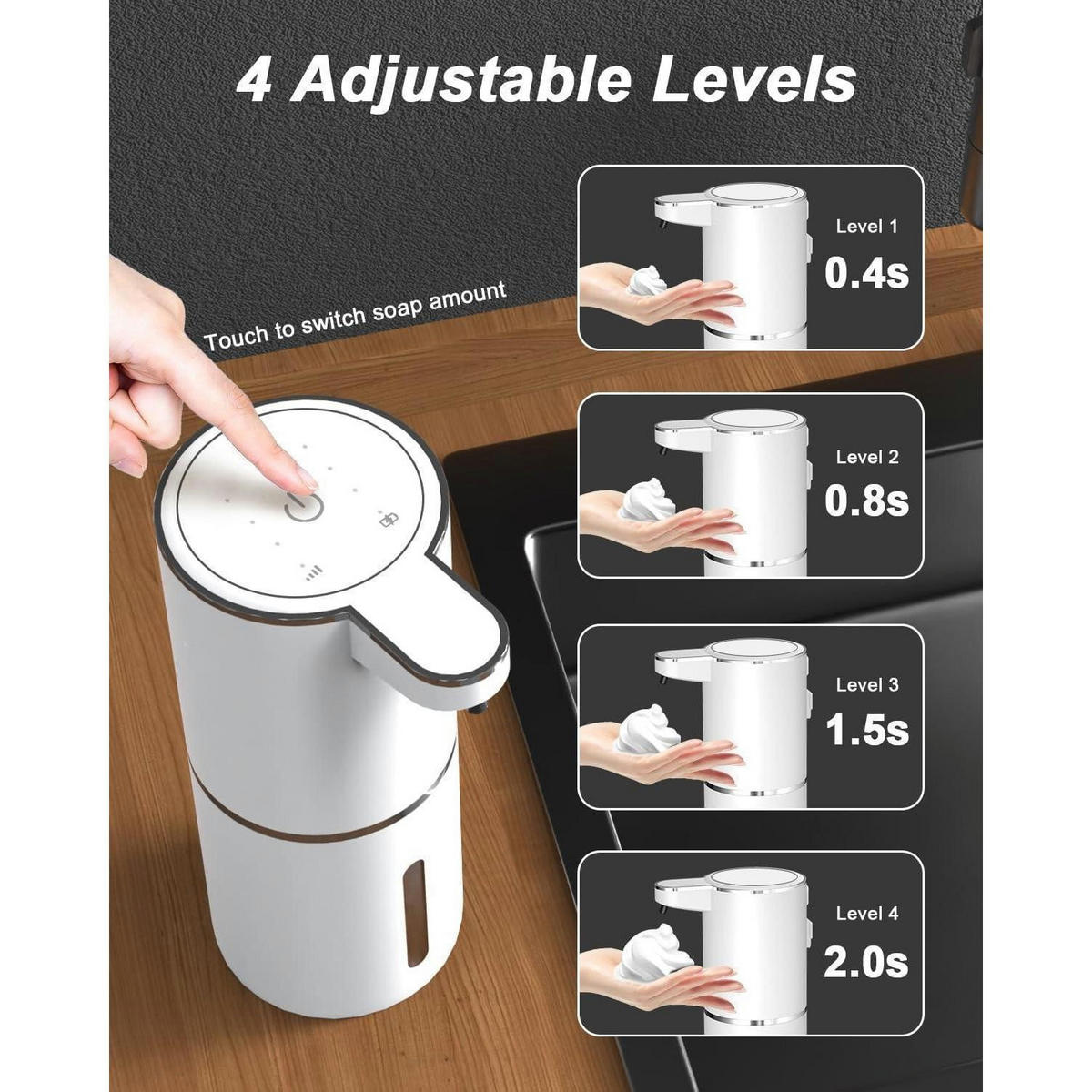 SCHAUMSEIFENSPENDER Sensor Weiß 380ml USB Wiederaufladbar - Weiß, Kunststoff (1/1/1cm)