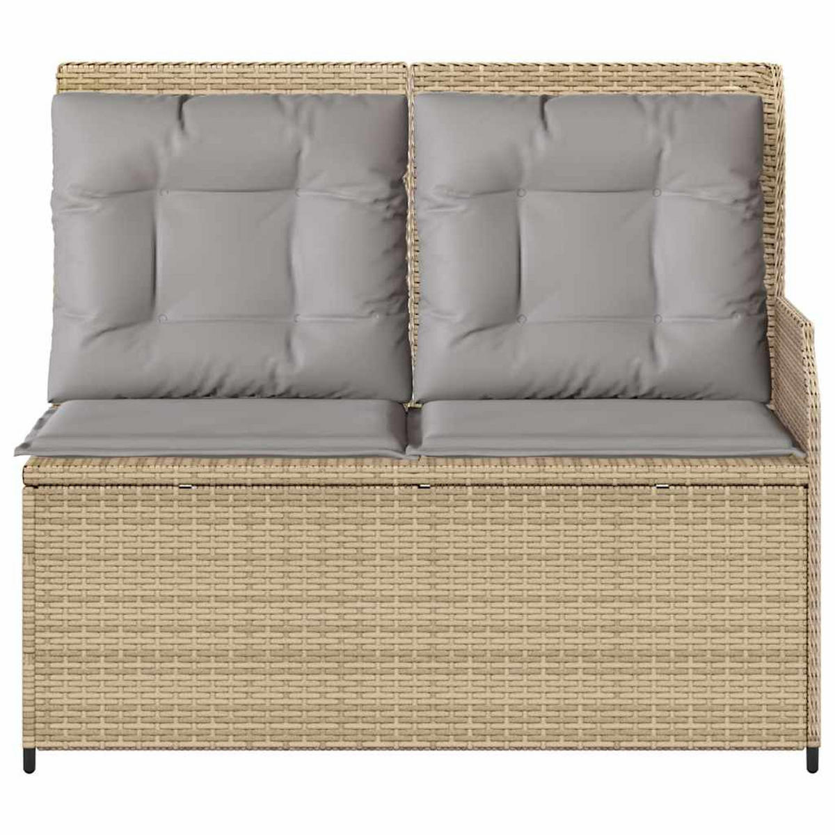 GARTENBANK Verstellbar mit Kissen Beige Poly Rattan - Beige/Grau, Kunststoff (95/95/110cm)