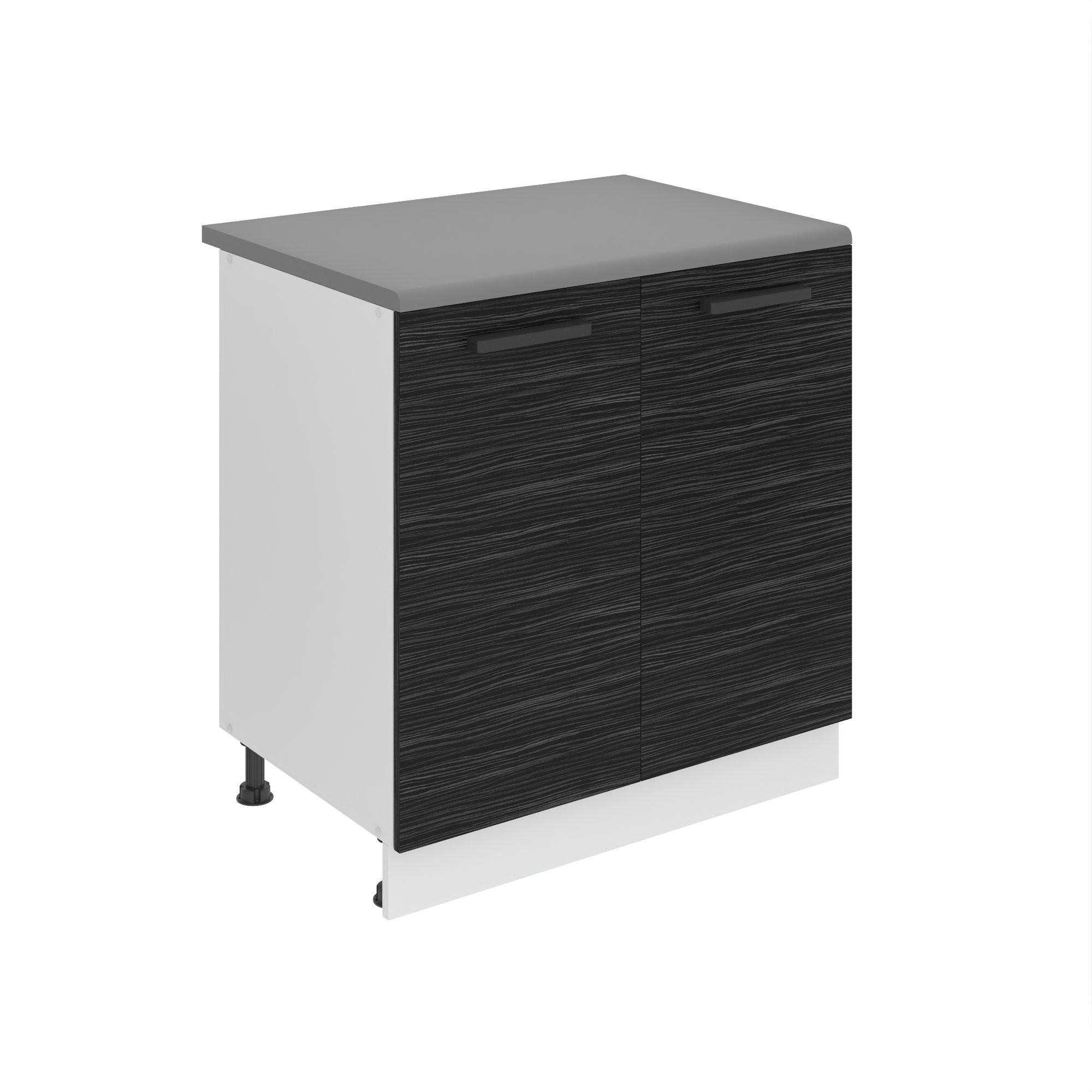 KÜCHENUNTERSCHRANK 80 cm SD, mit Arbeitsplatte, mit 2 Türen, Königliches Ebenholz - Schwarz, Holz (80/85/51.6cm) - B BELINI GROUP