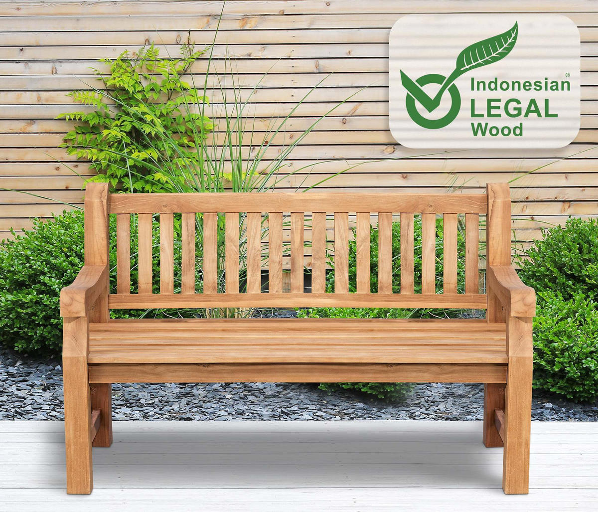 GARTENBANK Teakbank Degad Holz Teak Holzbank 150cm - Teakfarben, Holz (150/93/61cm) - DELUKE