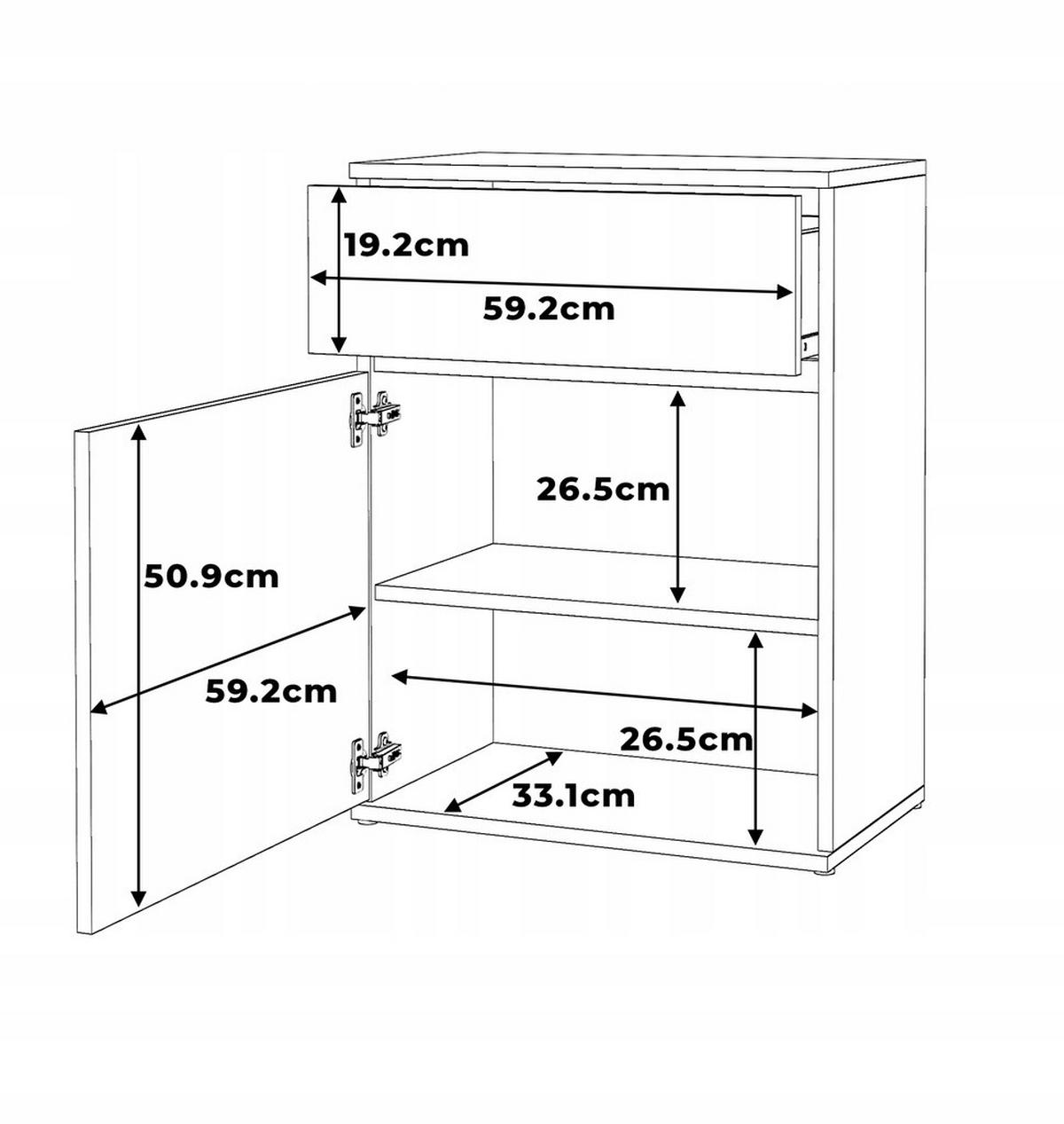 KOMMODE MIT SCHUBLADE – weiß - Weiß, Holz (60/78/35cm) - Stiv Meble