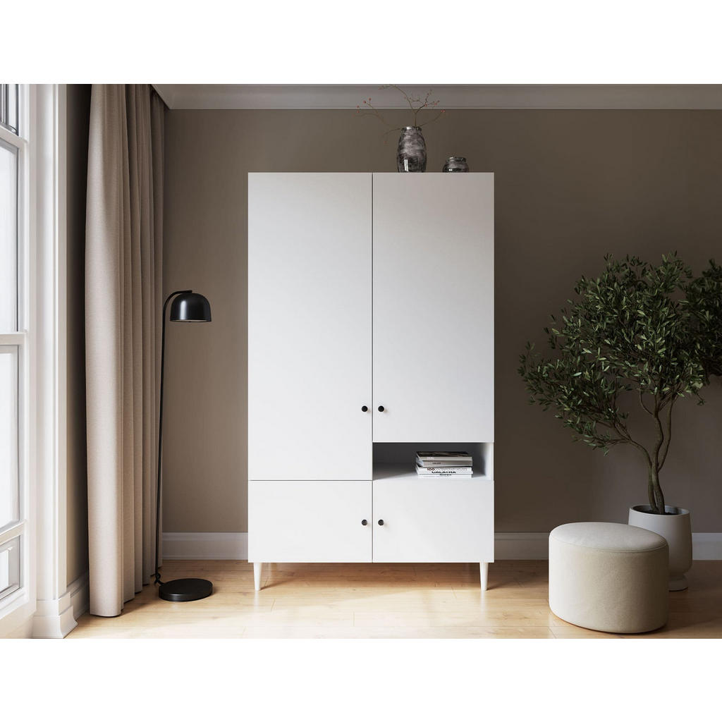 Thumbnail - Möblo Drehtürenschrank, Weiß, Holzwerkstoff, Rechteckig, 120x205x60 cm, Schlafzimmer, Kleiderschränke, Drehtürenschränke
