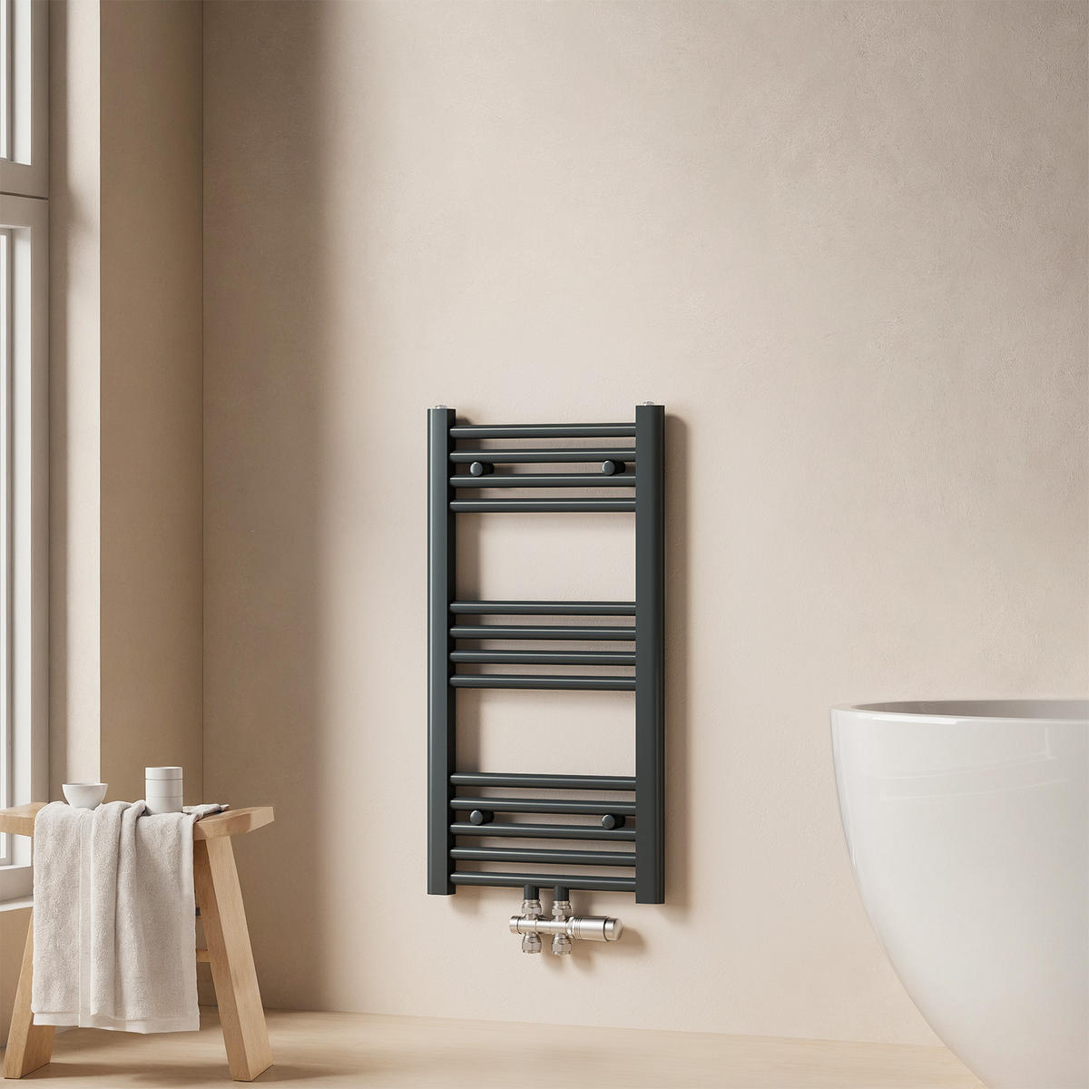 HEIZKÖRPER Handtuchheizkörper wasserführend Anthrazit 75/40/3 cm - Anthrazit, Metall (40/75/3cm) - EMKE