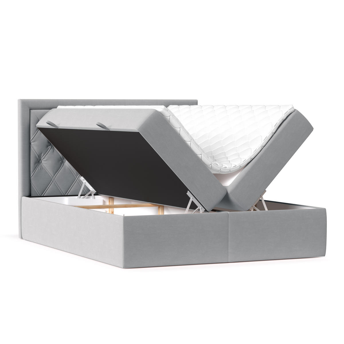 BOXBETT Maestro Grau 120/200 cm mit Bonellmatratze und Topper - Schwarz/Grau, Holz/Holzwerkstoff (120/200cm) - Maison de Reve