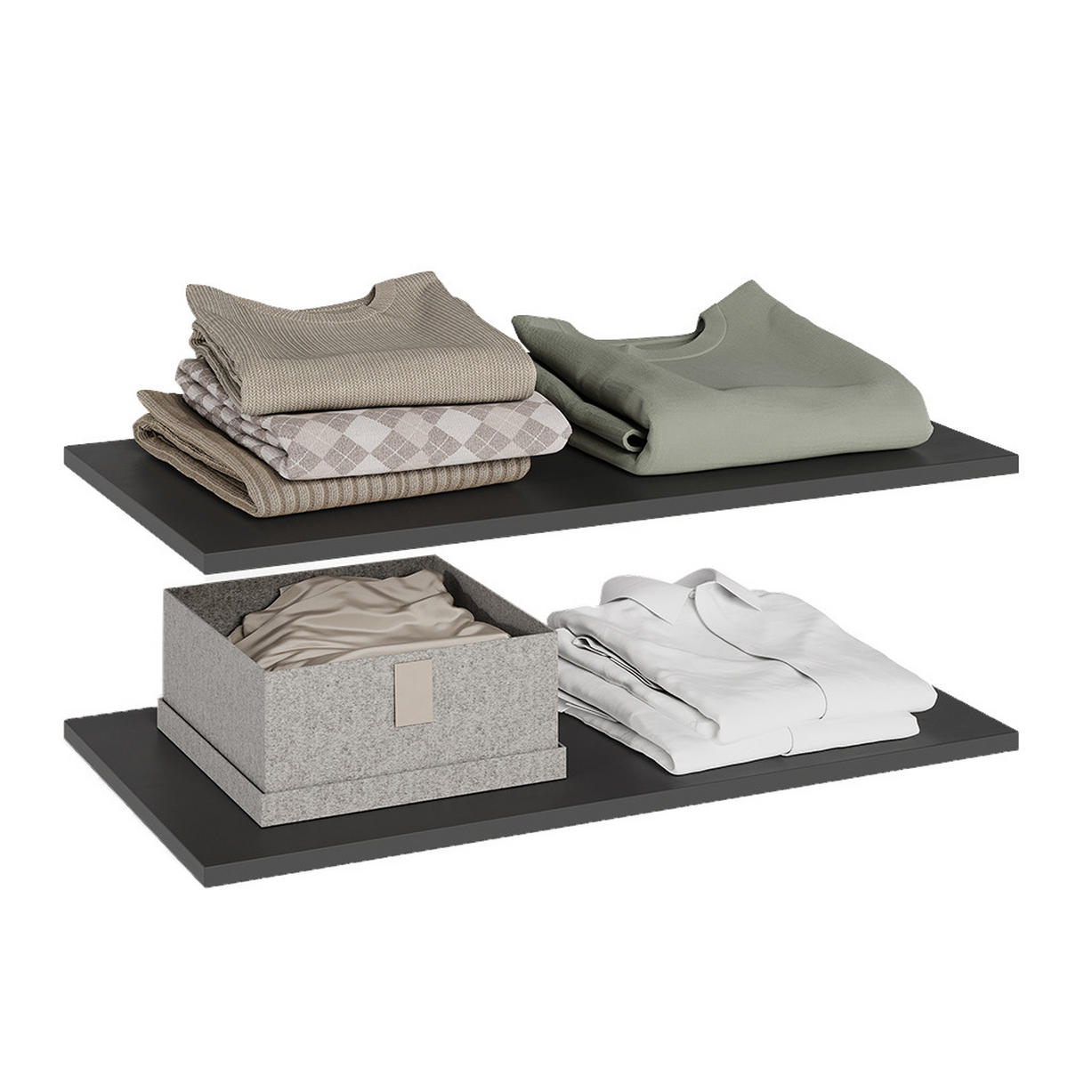 EINLEGEBODEN Claus Anthrazit 2er Set - Anthrazit, Holzwerkstoff (70.7/1.6/36.3cm) - Vicco