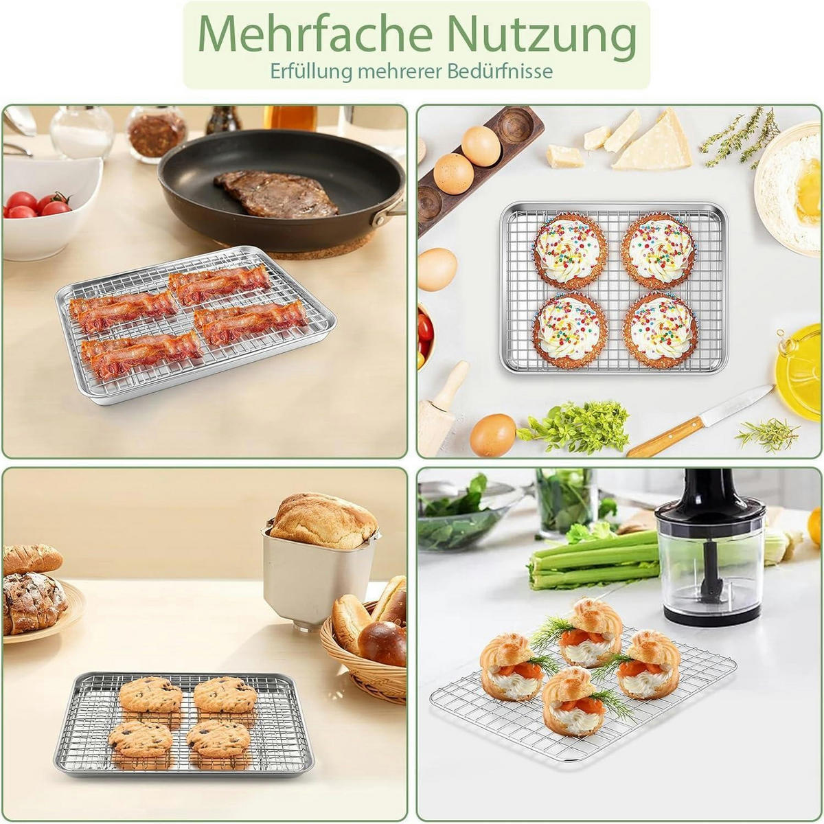 BACKBLECH 2-teiliges Set Edelstahl 23,8 x 17,8 cm - Silberfarben, Metall (23/2.5/23cm)