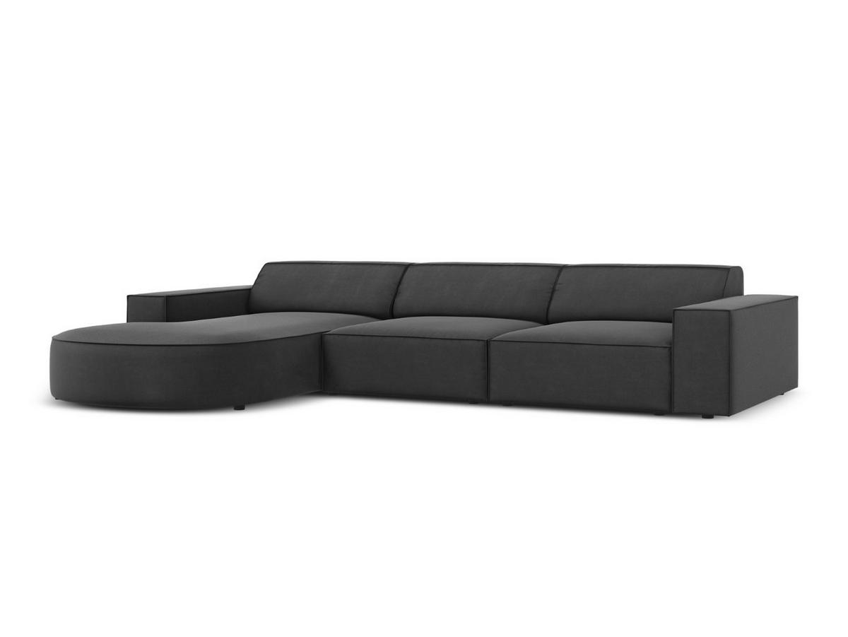 ECKSOFA links Jodie aus Samt grau 4 Sitzplätze - Grau, Textil (166/284cm) - Micadoni