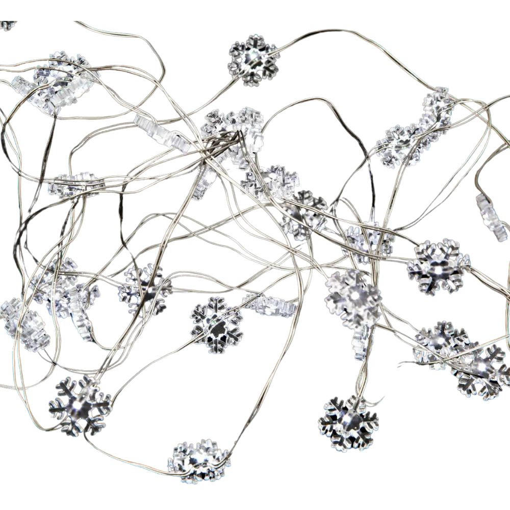 LICHTERKETTE Schneeflocken 20 LED - Weiß, Kunststoff (190cm) - Fééric Lights and Christmas