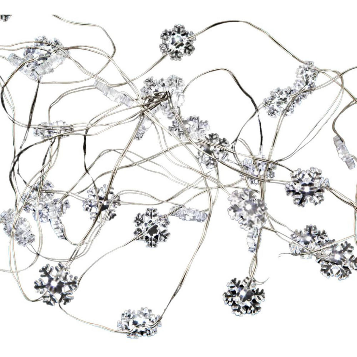 LICHTERKETTE Schneeflocken 20 LED - Weiß, Kunststoff (190cm) - Fééric Lights and Christmas