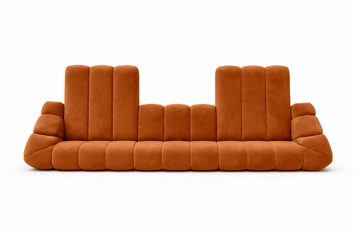 ECKSOFA Modulare U-Form, Veloursstoff Bluvel, Zimtfarbe, CROISSANT U - Orange, Holz (413/72/190cm) - Kaiser Möbel