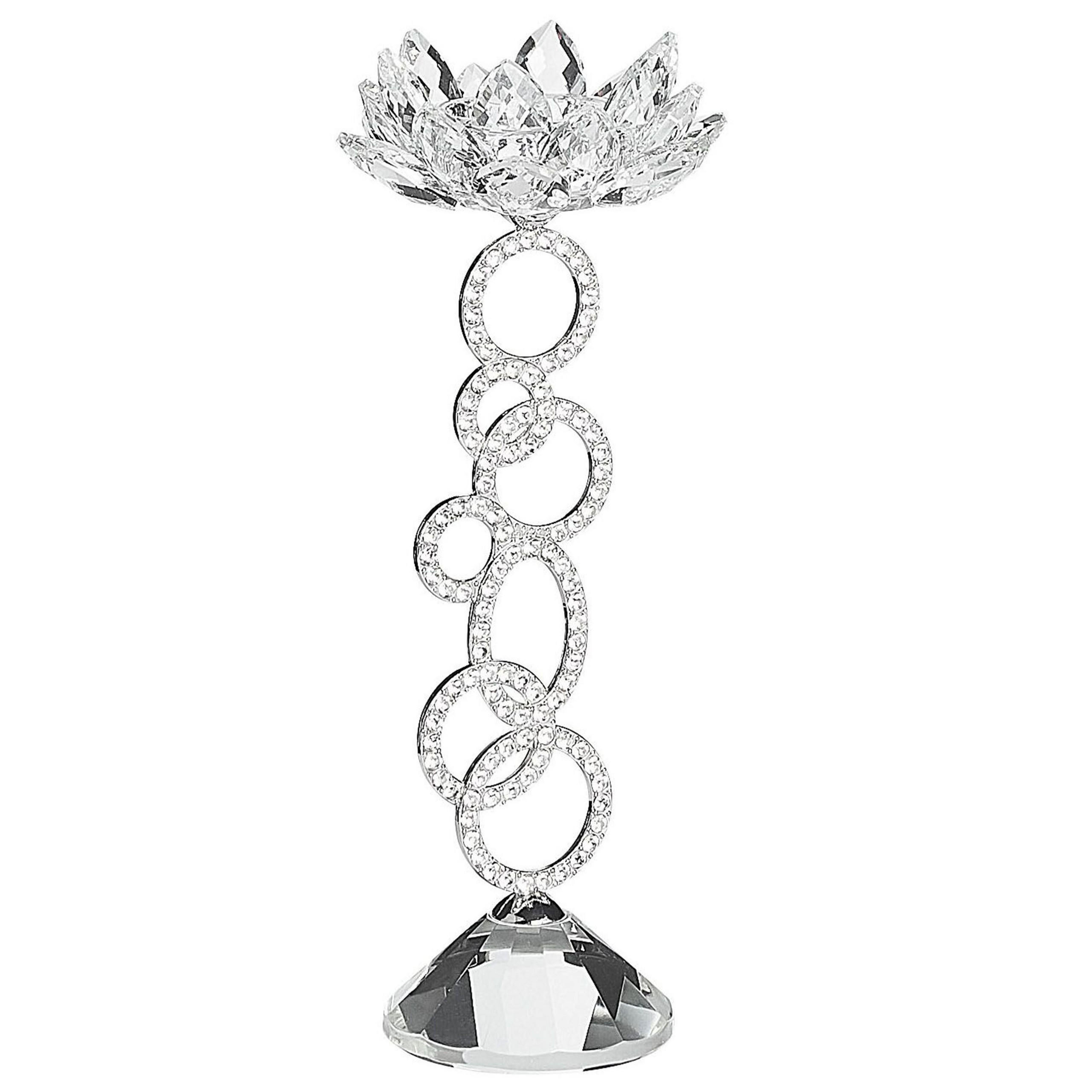 KERZENSTÄNDER Silber Oviedo - Silberfarben, Glas (11/27/11cm) - Beliani