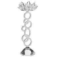 KERZENSTÄNDER Silber Oviedo - Silberfarben, Glas (11/27/11cm) - Beliani