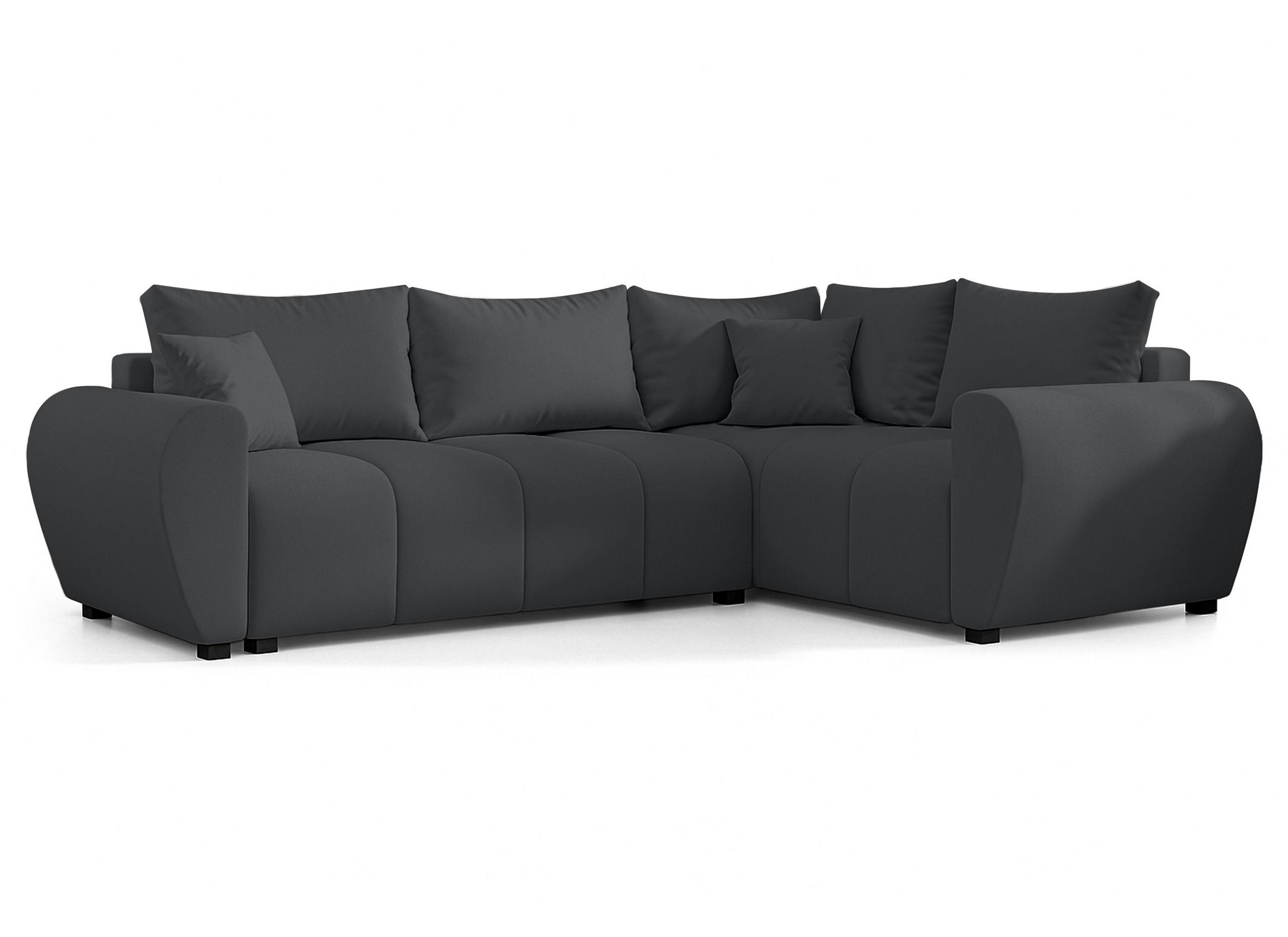 ECKSOFA L Form Malatya MAX Dunkelgrau 246/145/82 cm stilvolle mit Schlaffunktion R - Dunkelgrau/Schwarz, Kunststoff/Textil (235/175cm) - AX Living