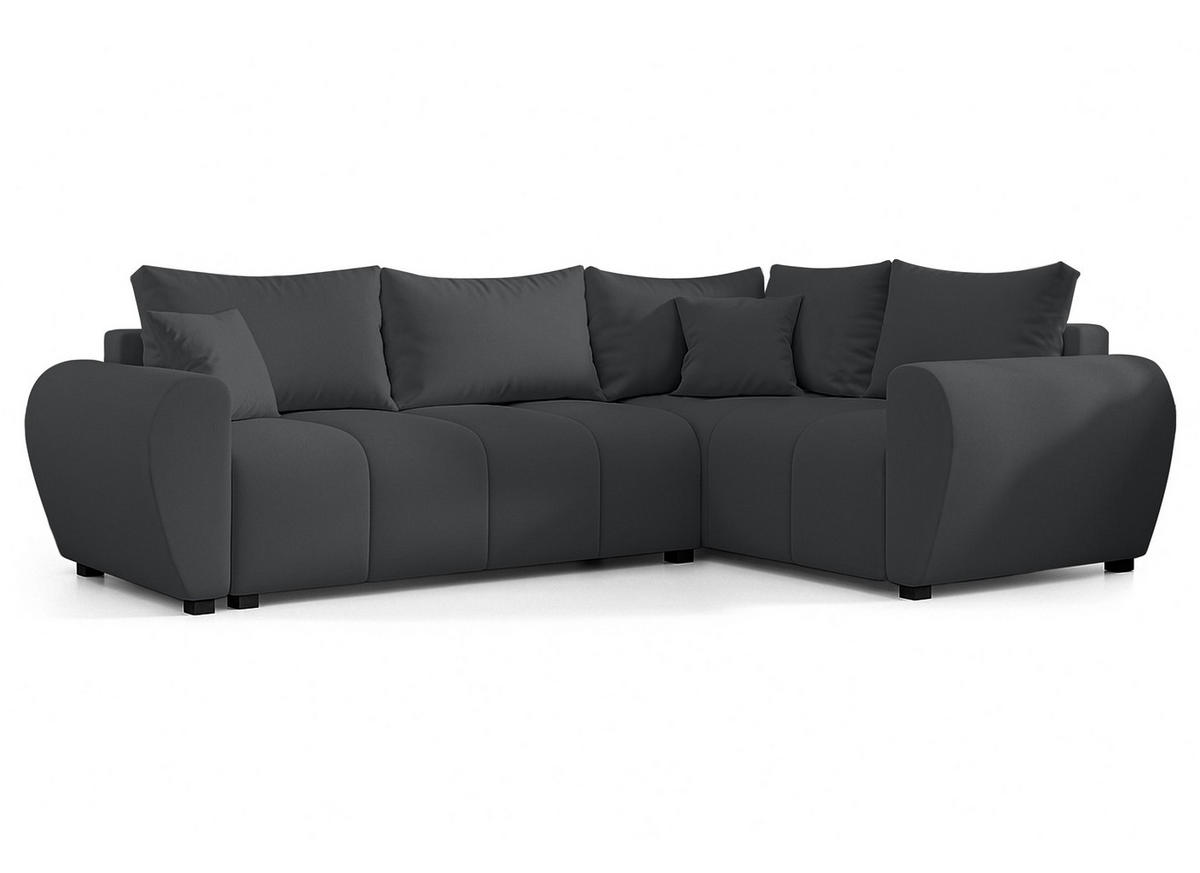 ECKSOFA L Form Malatya MAX Dunkelgrau 246/145/82 cm stilvolle mit Schlaffunktion R - Dunkelgrau/Schwarz, Kunststoff/Textil (235/175cm) - AX Living