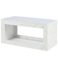 COUCHTISCH DE-090 LED-Marmor Weiß - Weiß, Holzwerkstoff (51/101/50cm) - ComfortXL