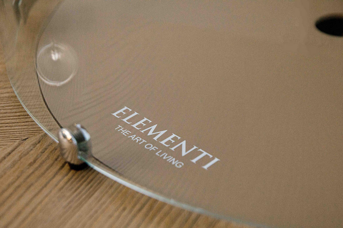 FEUERTISCH LAFITE Bartische aus Beton - 2-tlg. Set inkl. Glasumrandung - Naturfarben, Stein (122/110/122cm) - Elementi