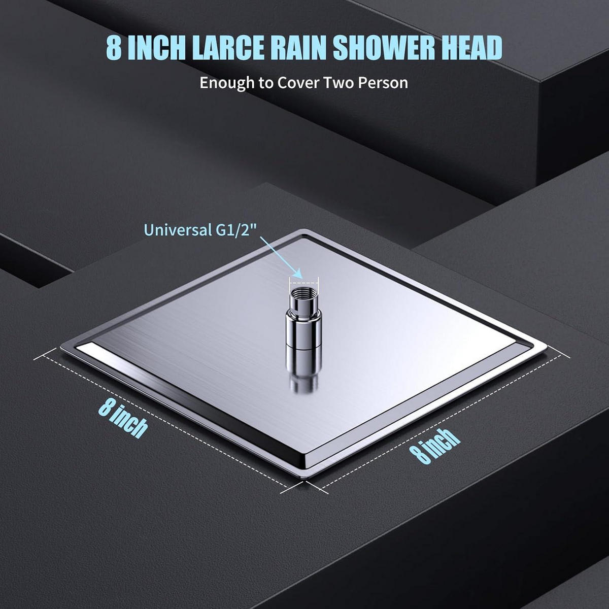 REGENDUSCHE Duschkopf 20 cm Edelstahl Quadratisch Anti-Kalk - Silberfarben, Metall (20/12.7/30cm)