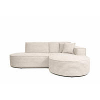 ECKSOFA L-Form, Cordstoff Velo, Ecru, Rechts, Modena Studio - Ecru, Holz (236/165cm) - Kaiser Möbel