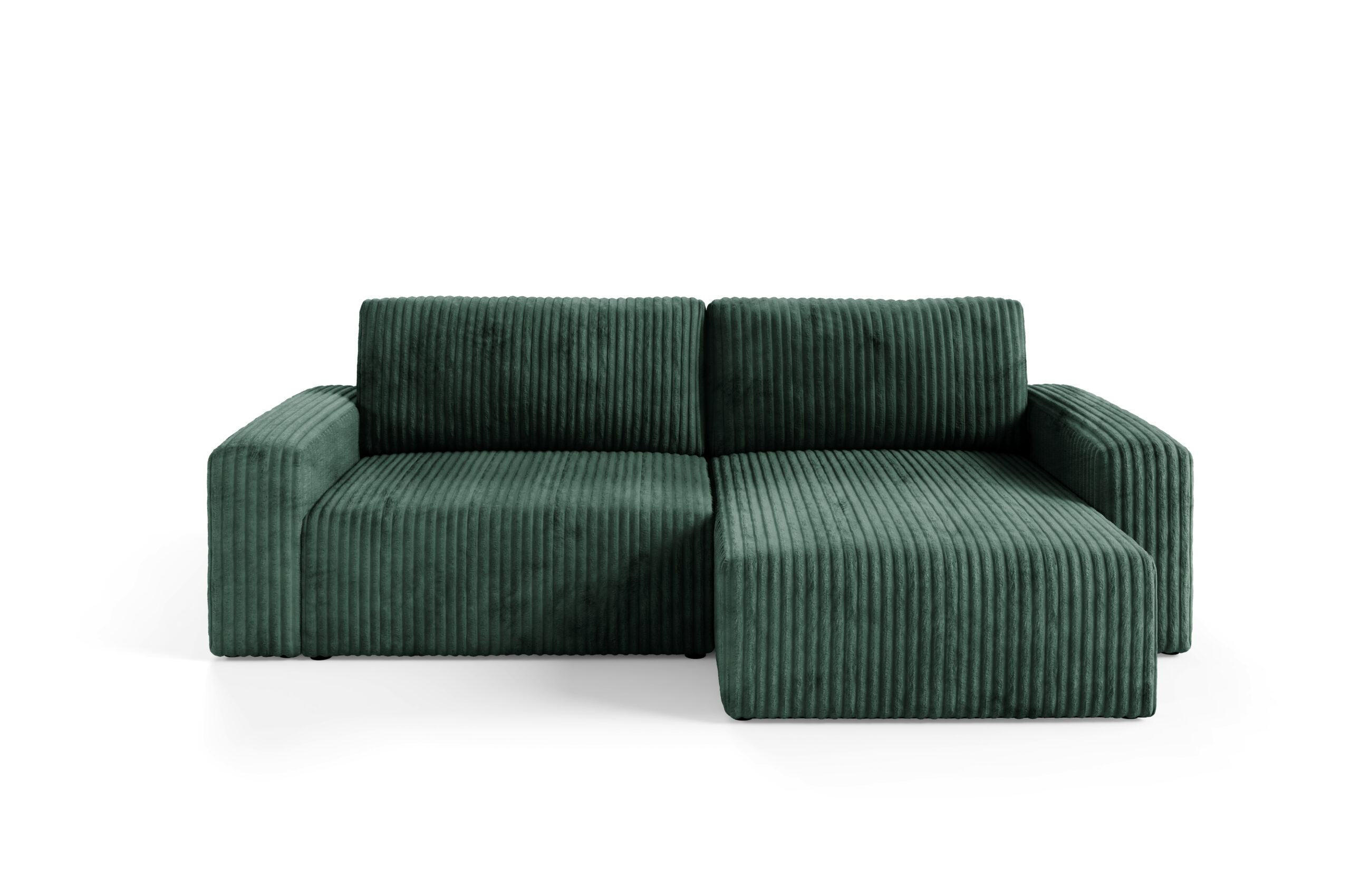 ECKSOFA mit Schlaffunktion Cord Grün - Grün, Textil (244/149cm) - Furnisell
