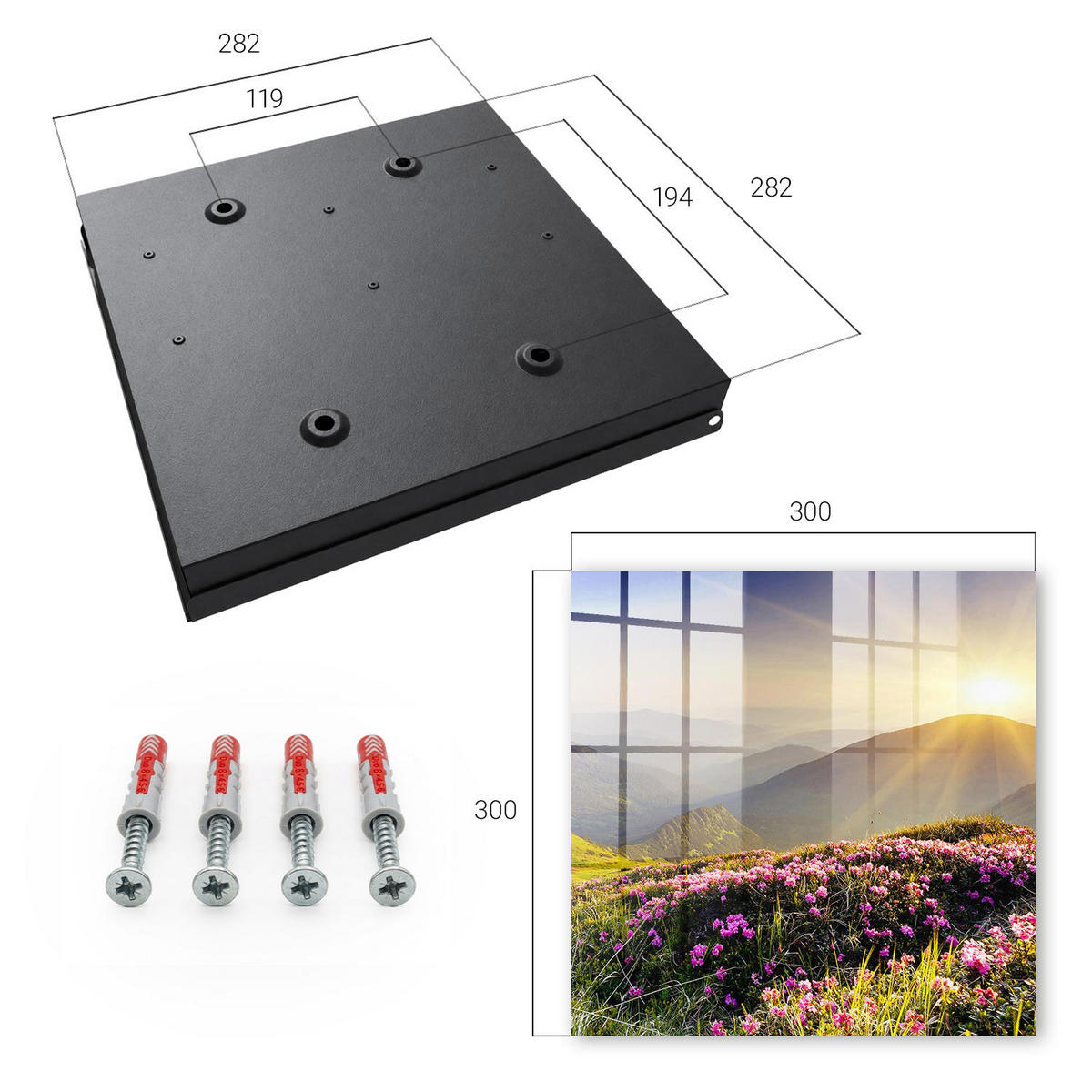 SCHLÜSSELBOX Schwarz 30x30 cm- Türöffnung nach rechts - Berg Ost - Grün, Metall (30/30/5cm) - TULUP