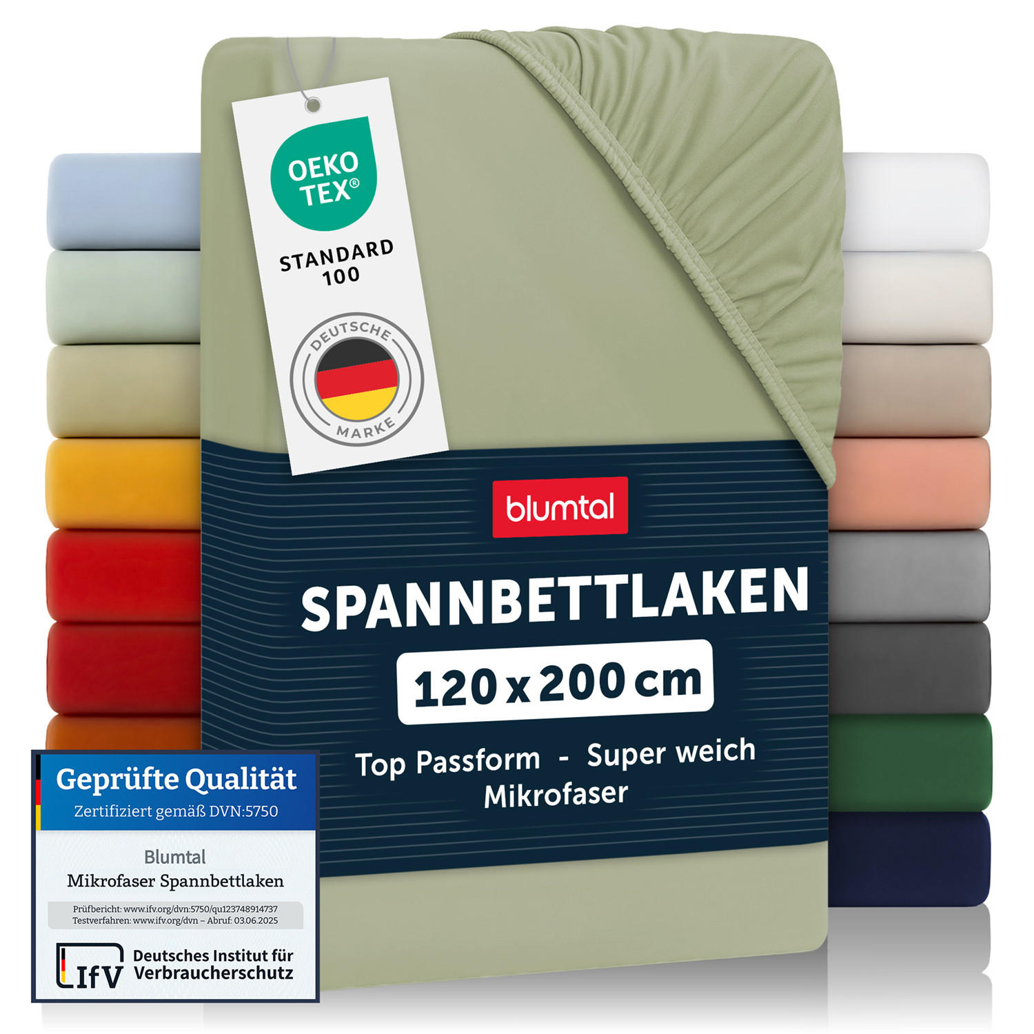SPANNBETTLAKEN 120/200/30 cm Olivgrün - Olivgrün, Textil (120/200cm) - Blumtal