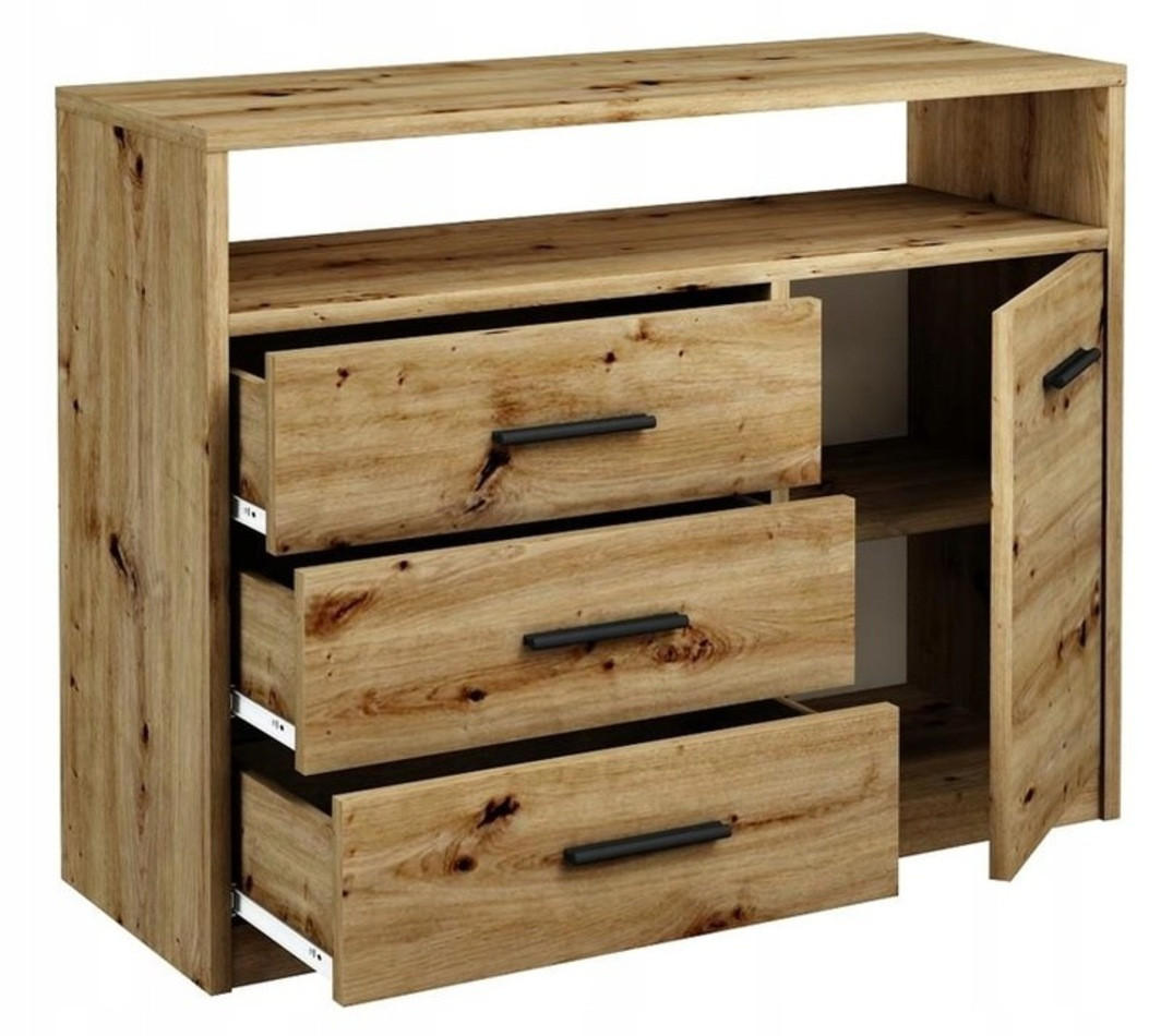 KOMMODE Bodo 1D3SO Artisan Eiche 98/35/75 cm - Eiche Artisan, Holzwerkstoff (98/75/35cm) - Matkam Möbel