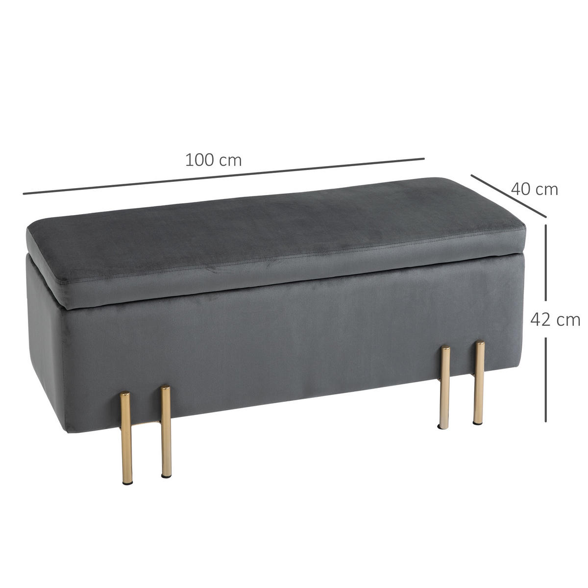 SITZBANK Eleganter Polsterbank mit Stauraum Truhenbank Dunkelgrau - Dunkelgrau, Textil (40/42/100cm) - HOMCOM