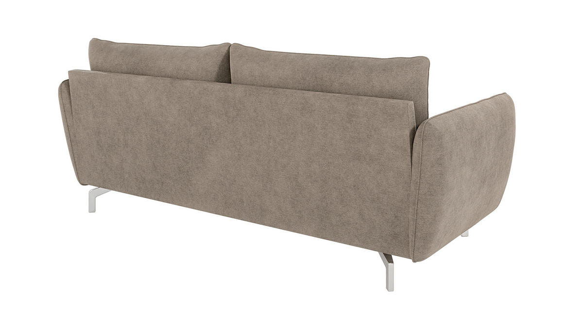 3-SITZER-SOFA Elou Dunkelbeige Microfaser - Chromfarben/Beige, Holz/Textil (203/87/92cm) - S-Style Möbel