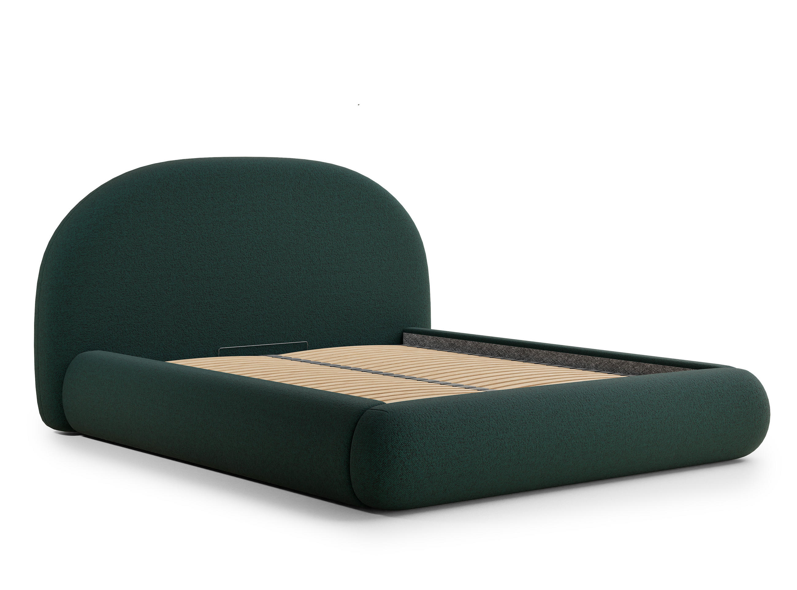 POLSTERBETT Maumere Dunkelgrün 180/200 cm im Webstoff - Dunkelgrün/Schwarz, Holz/Holzwerkstoff (180/200cm) - Maison de Reve