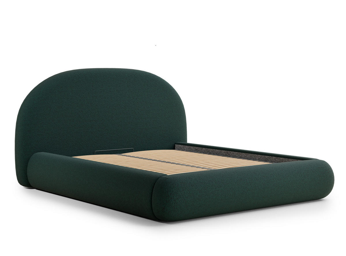POLSTERBETT Maumere Dunkelgrün 180/200 cm im Webstoff - Dunkelgrün/Schwarz, Holz/Holzwerkstoff (180/200cm) - Maison de Reve