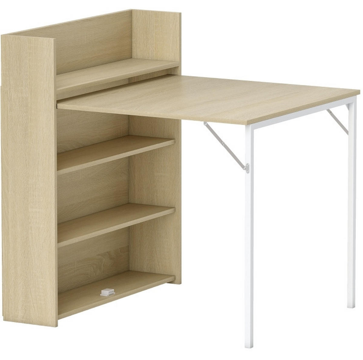 ESSTISCH 78,5/91/93 cm klappbar mit 3 Regalfächern und Stauraum im Industriedesign, Eiche - Eichefarben, Holz (91/78.5/93cm) - Redom