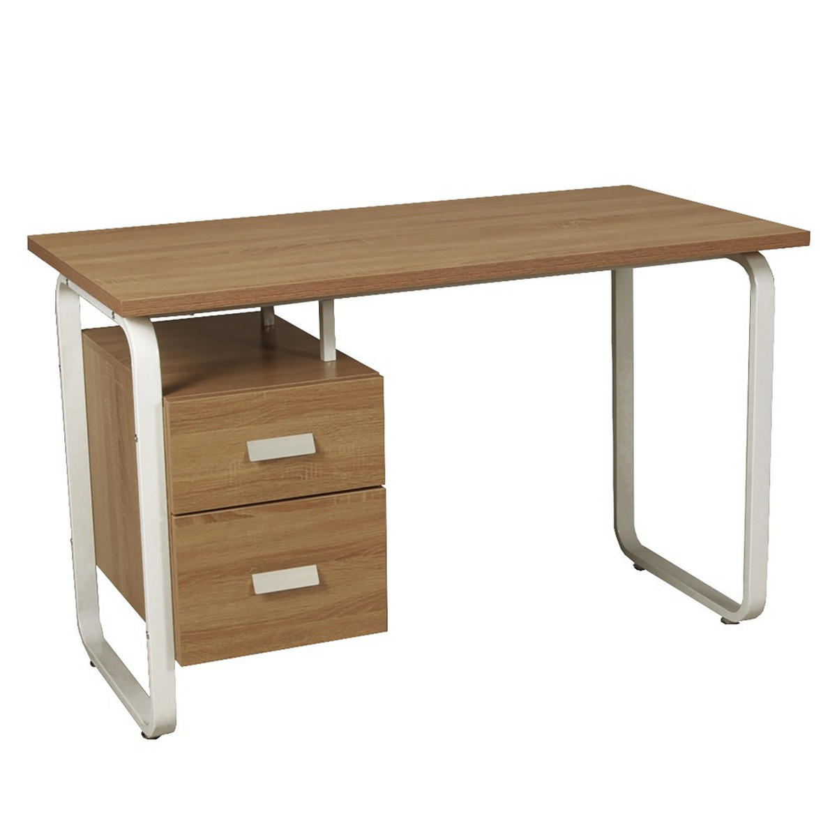 SCHREIBTISCH mit Schubladen PEARL/ Eiche dekor und Metall Weiß - Weiß/Sonoma Eiche, Holzwerkstoff/Metall (120/60/76cm) - Weber Industries