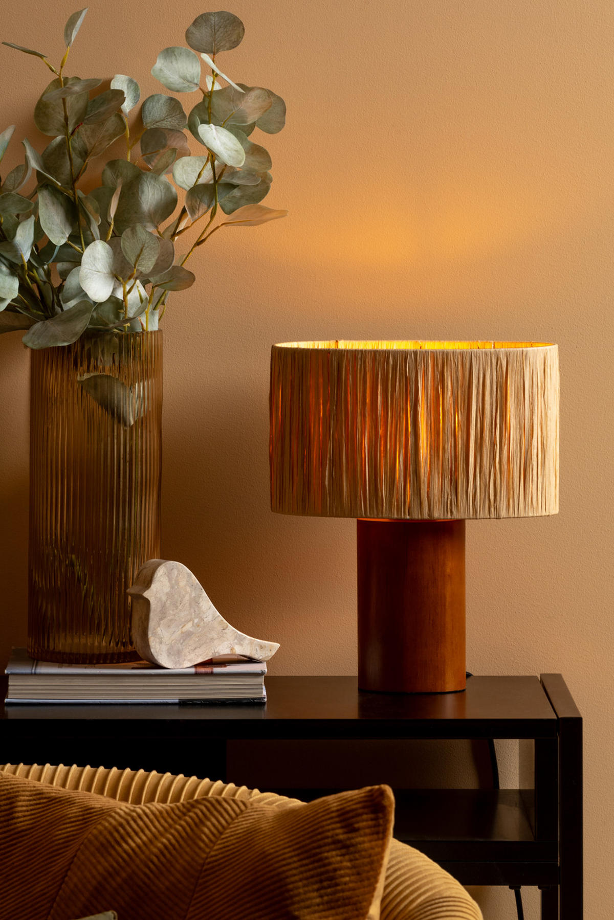 TISCHLAMPE Sheer 21/21/30 cm - Gelb, Naturmaterialien (21/21/30cm) - Leitmotiv