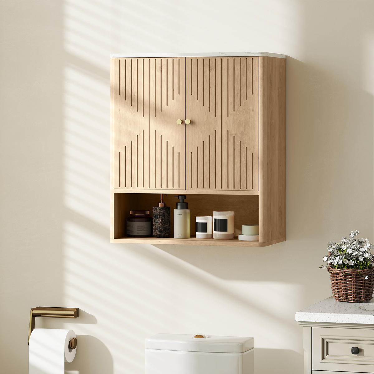 HÄNGESCHRANK Eiche 1 Stück - Beige, Kunststoff (60/70/18cm) - GiPP