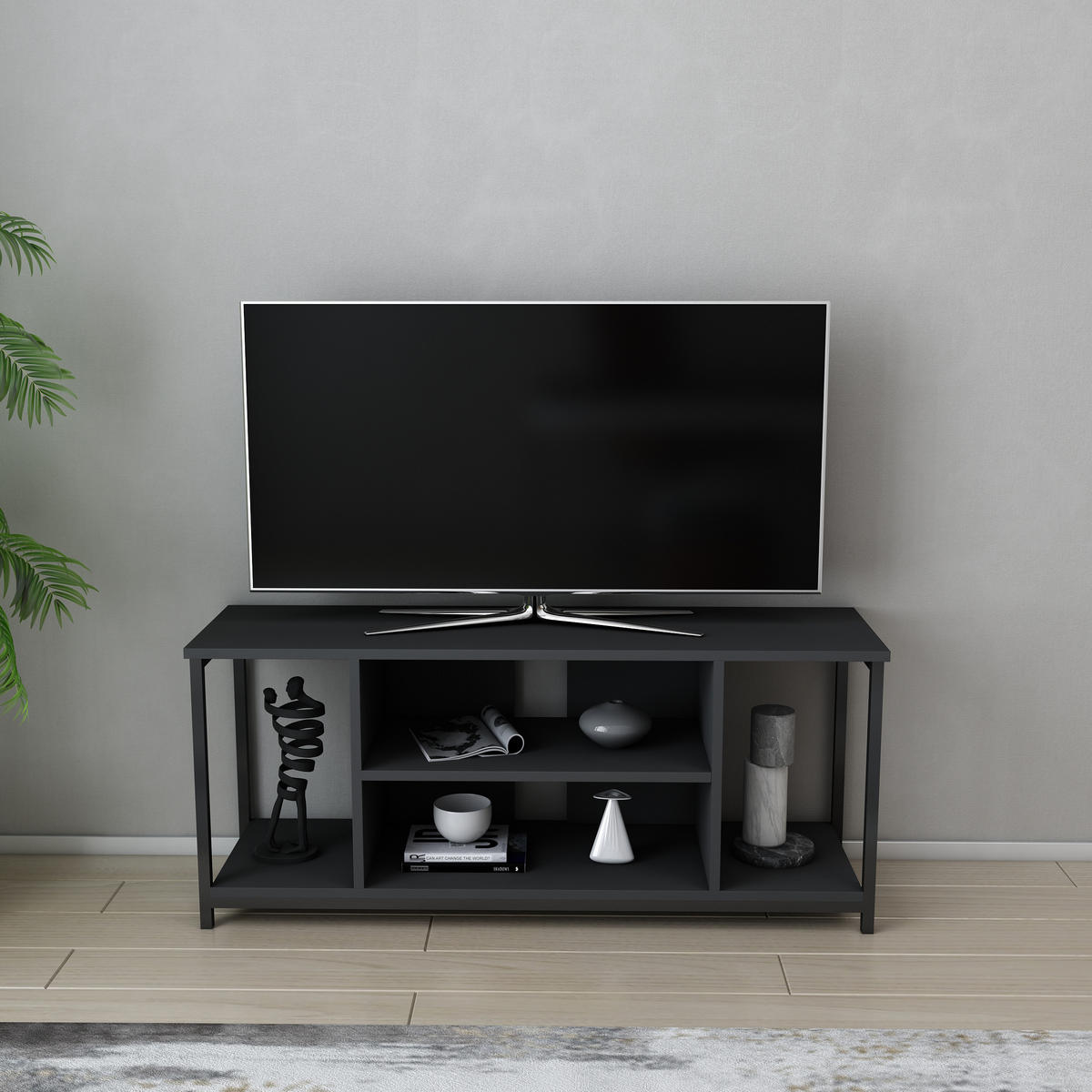 TV-ELEMENT Rinaldo Schwarz-Anthrazit - Anthrazit/Schwarz, Holzwerkstoff (120/51/35cm) - Decorotika