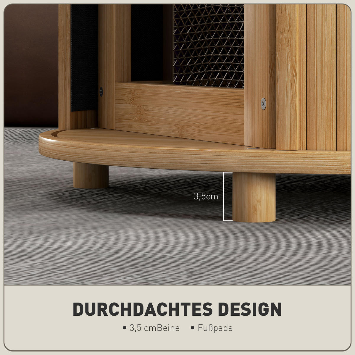 COUCHTISCH mit verstecktem Stauraum und Schiebetür, Natur, Ø60 x 45 cm - Naturfarben, Naturmaterialien (60/60/45cm) - HOMCOM