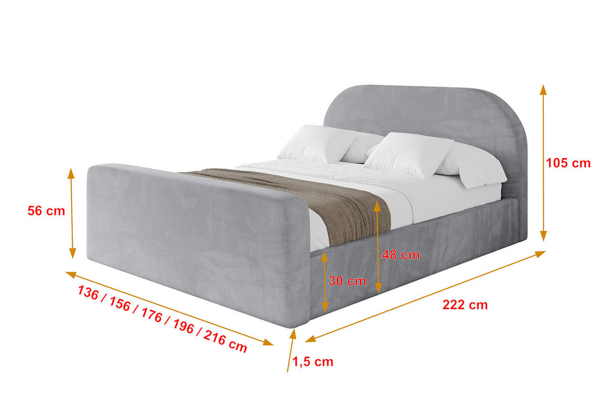 POLSTERBETT mit Bettkasten, Fußteil und Lattenrost, Boxbett mit Matratze H3/H4 - TIVON-Z 120x200 Hellgrau - Hellgrau, Holzwerkstoff/Textil (120/200cm) - ALTDECOR